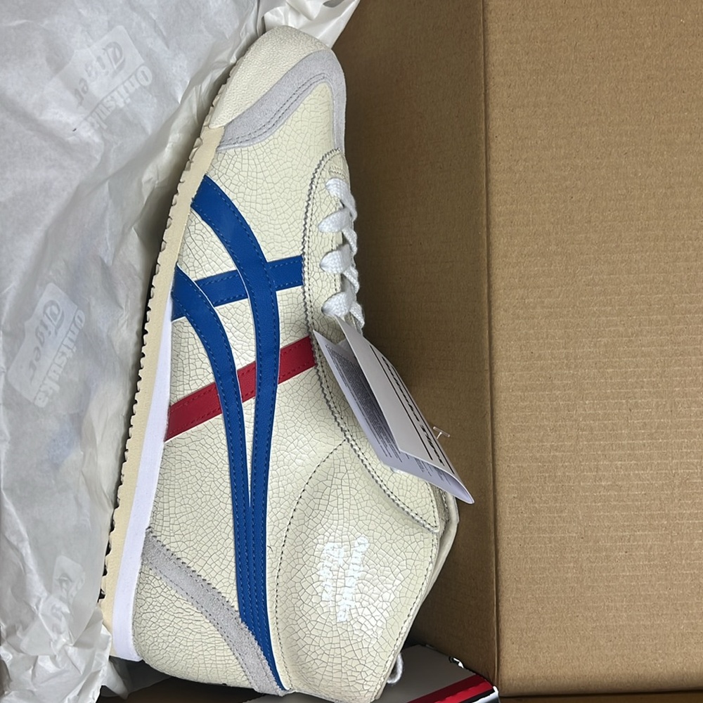 Onitsuka Tiger by Asics White and Blue Athletic Shoes